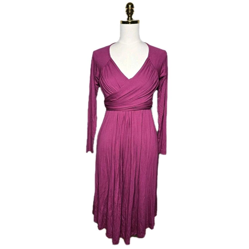 OLIAN Maternity Women's Wrap Around Sash V-Neck Dress Small NWT
